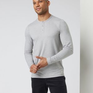Long-Sleeve Ease Performance Henley Light Heather Grey