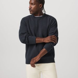 Midweight Rib Sweater Men's Navy Ribbed Knit Sweater