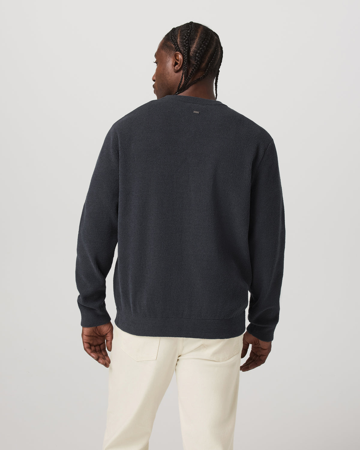 Midweight Rib Sweater Men's Navy Ribbed Knit Sweater - Image 3