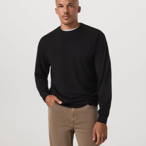Merino Fine Gauge Wool Sweater Men's Black Sweater