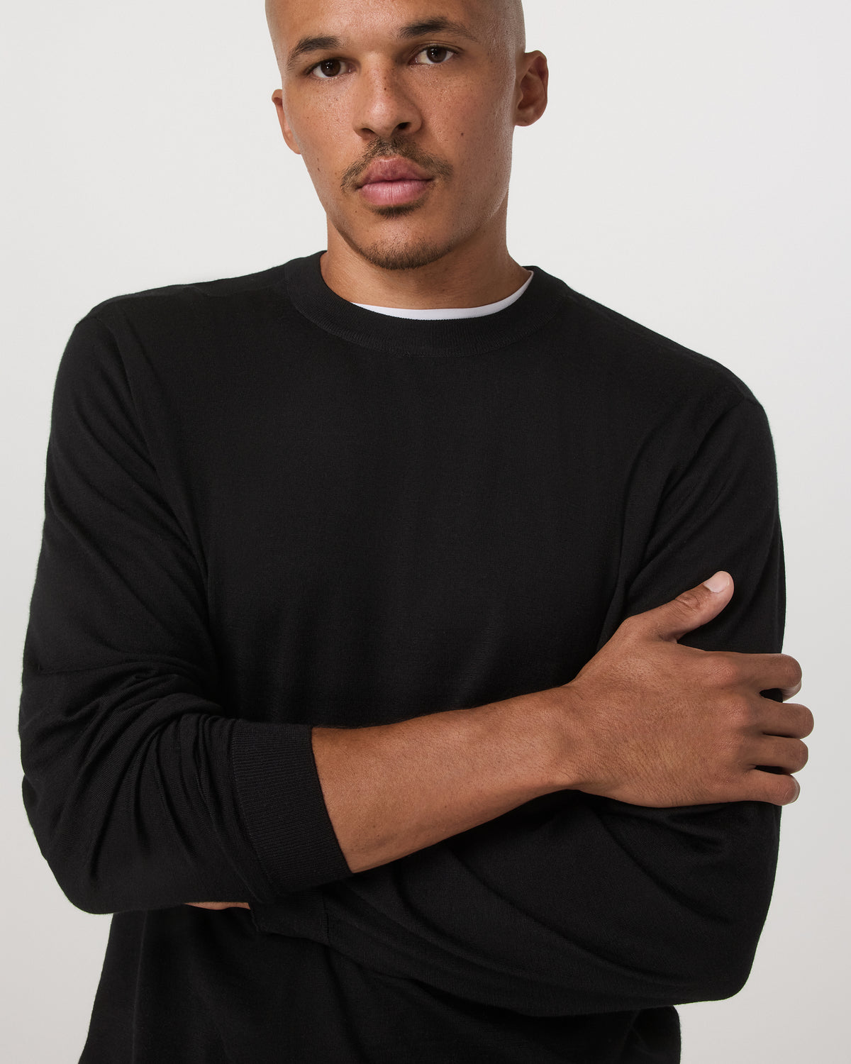 Merino Fine Gauge Wool Sweater Men's Black Sweater - Image 2