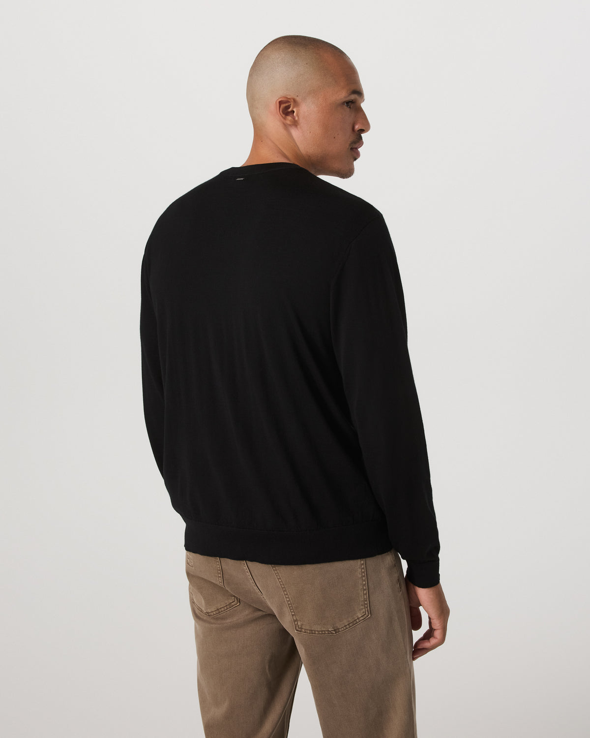 Merino Fine Gauge Wool Sweater Men's Black Sweater - Image 3
