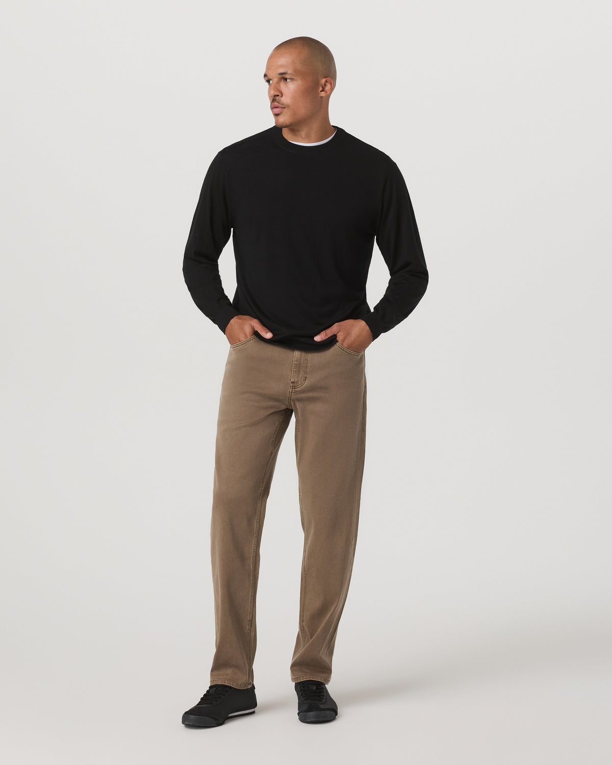 Merino Fine Gauge Wool Sweater Men's Black Sweater - Image 4