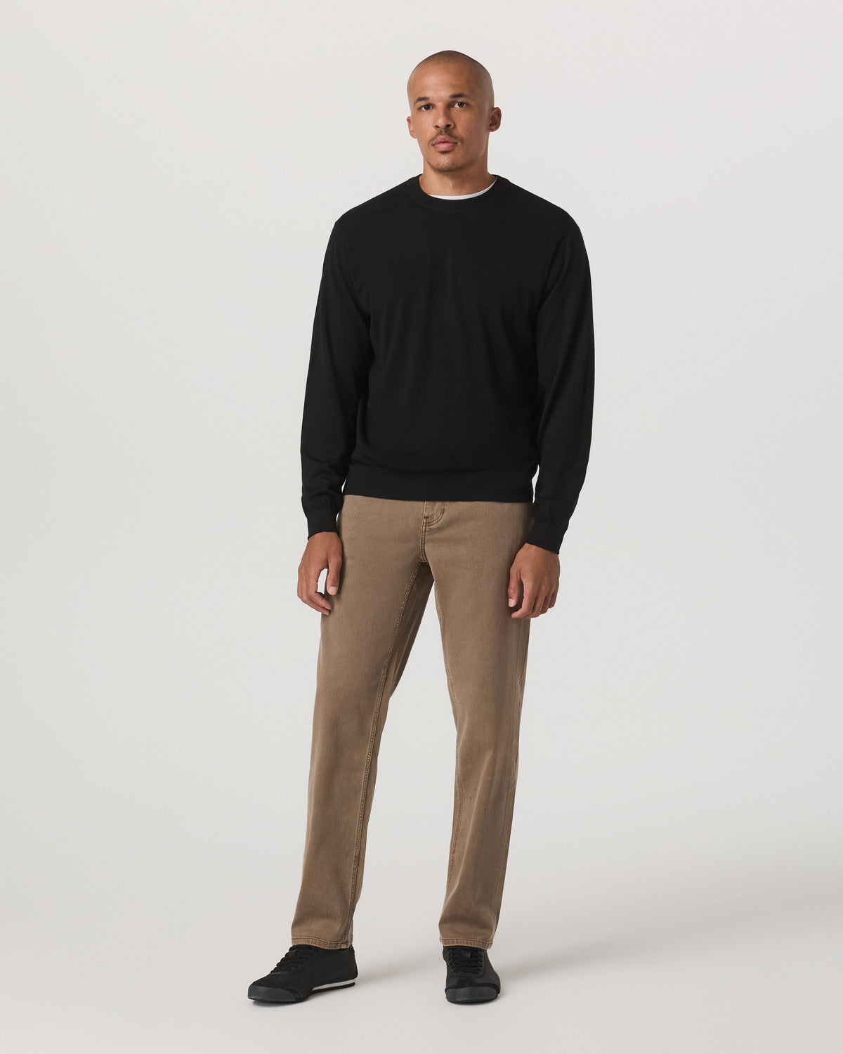 Merino Fine Gauge Wool Sweater Men's Black Sweater - Image 5