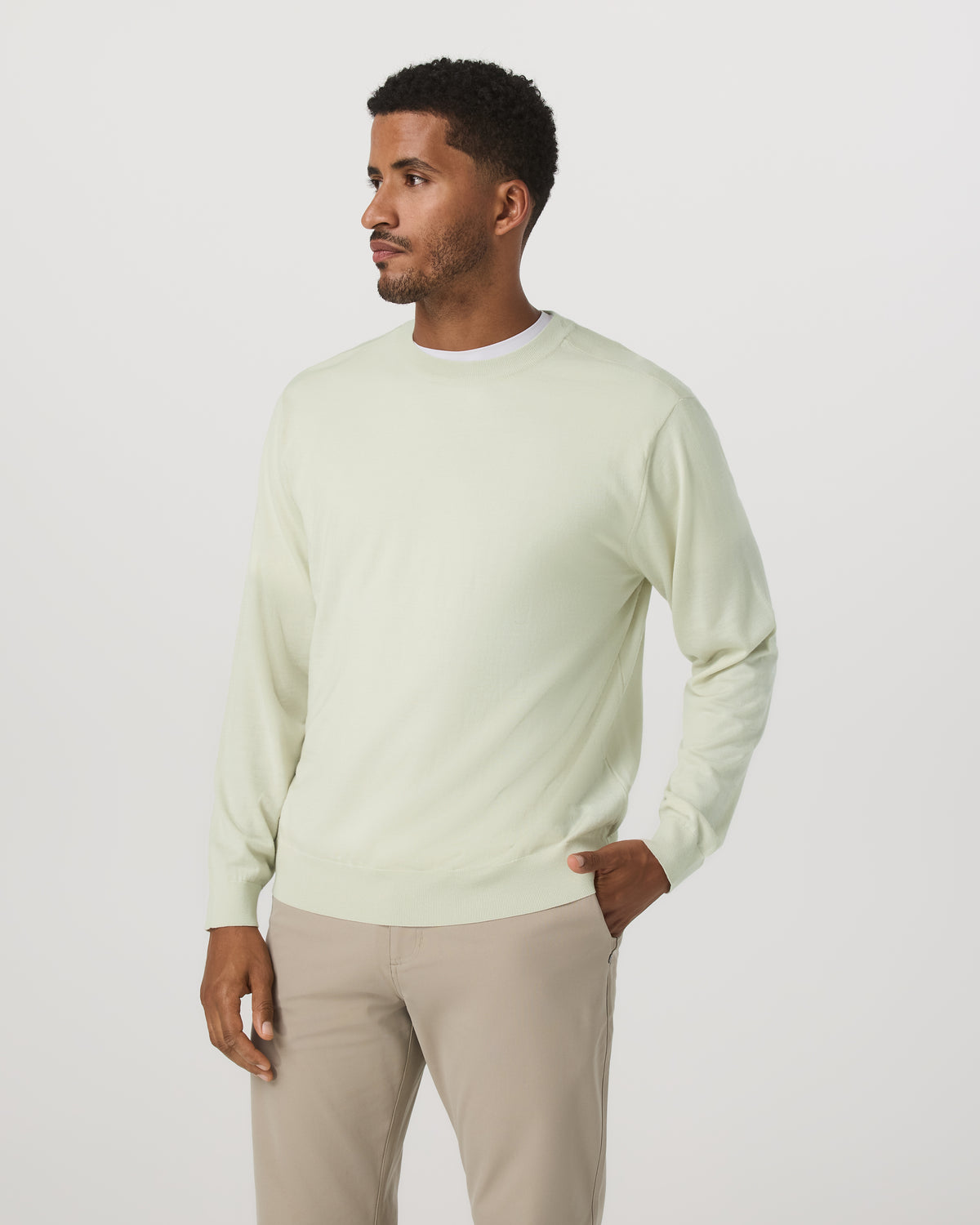 Men's Merino Fine Gauge Wool Sweater Sandalwood