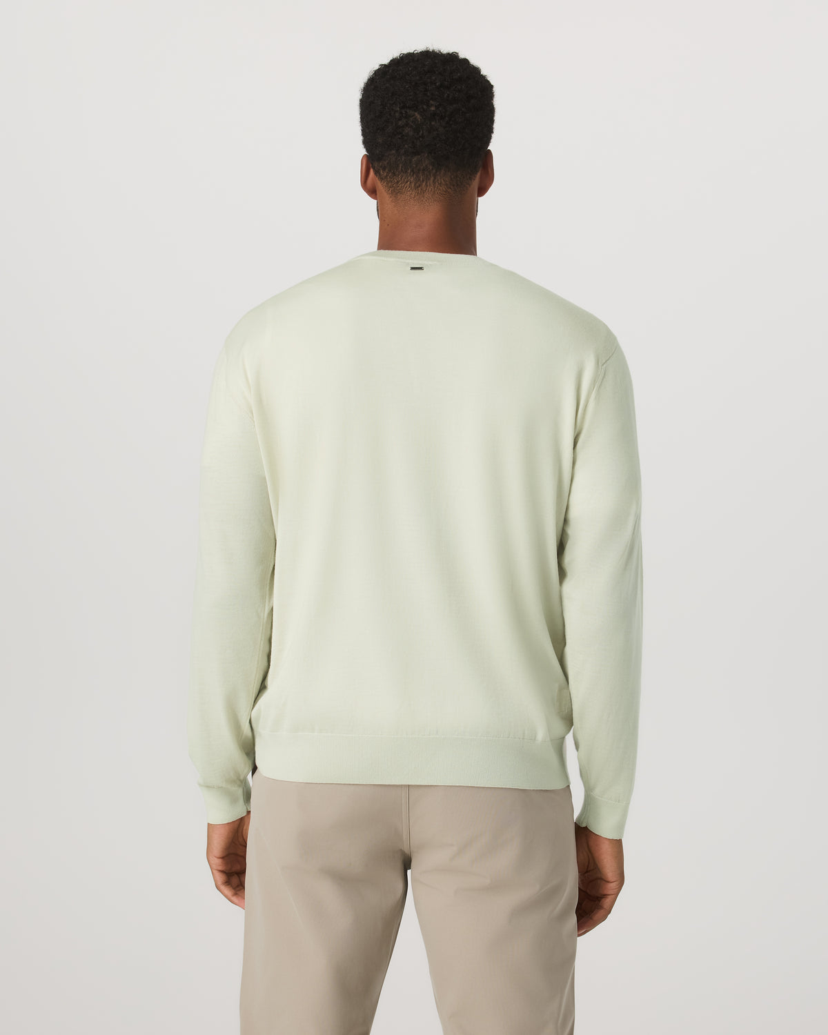 Men's Merino Fine Gauge Wool Sweater Sandalwood - Image 3