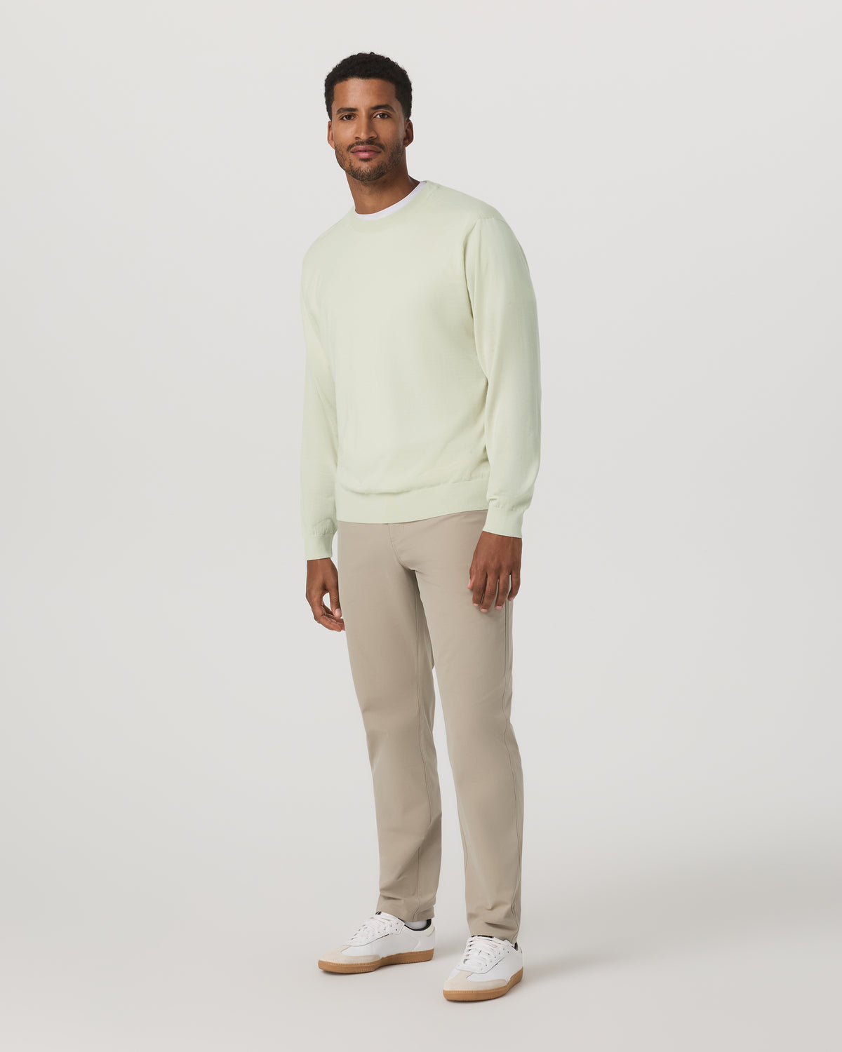 Men's Merino Fine Gauge Wool Sweater Sandalwood - Image 4