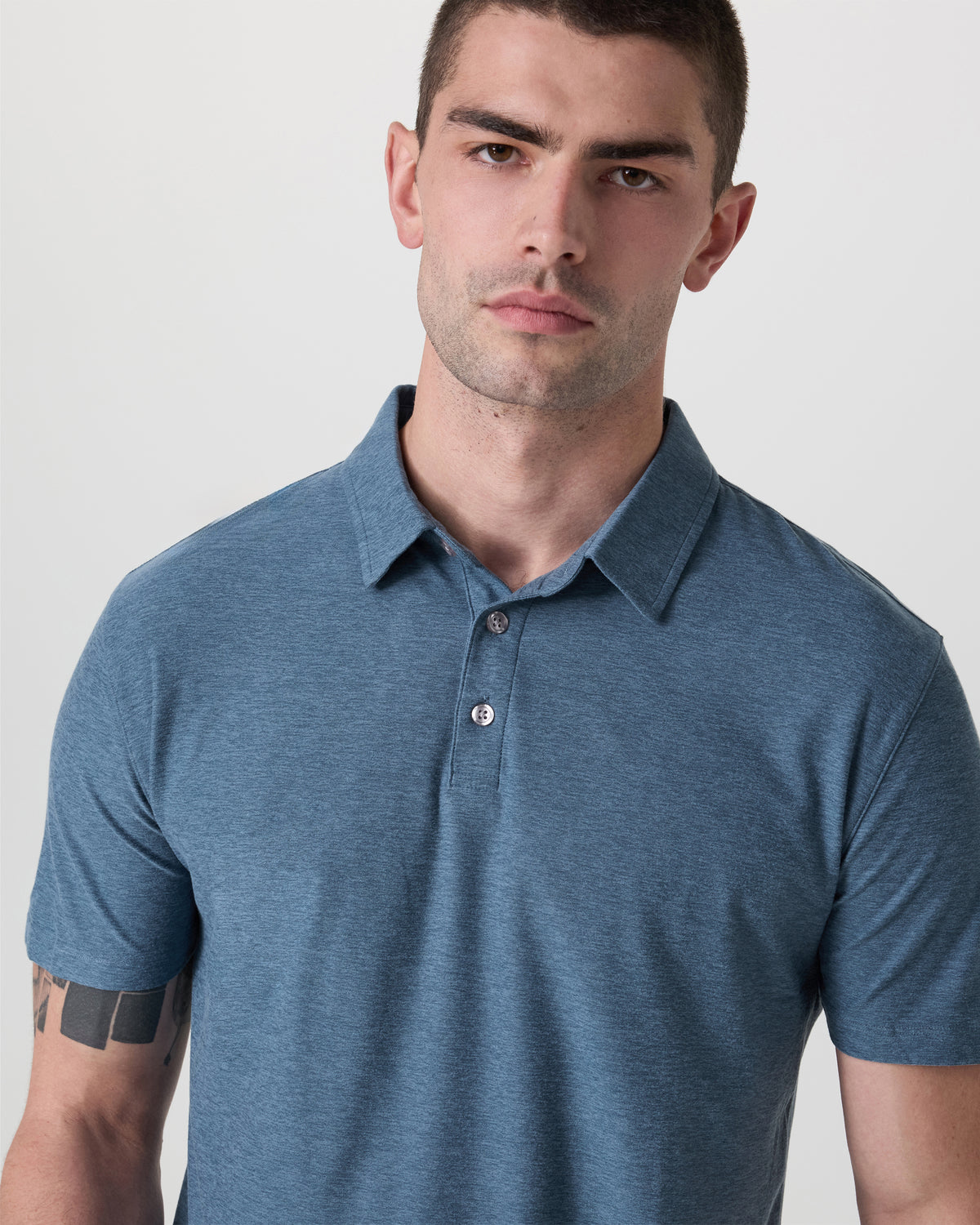 Strato Tech Polo Men's Pool Blue Heather Polo - Image 2