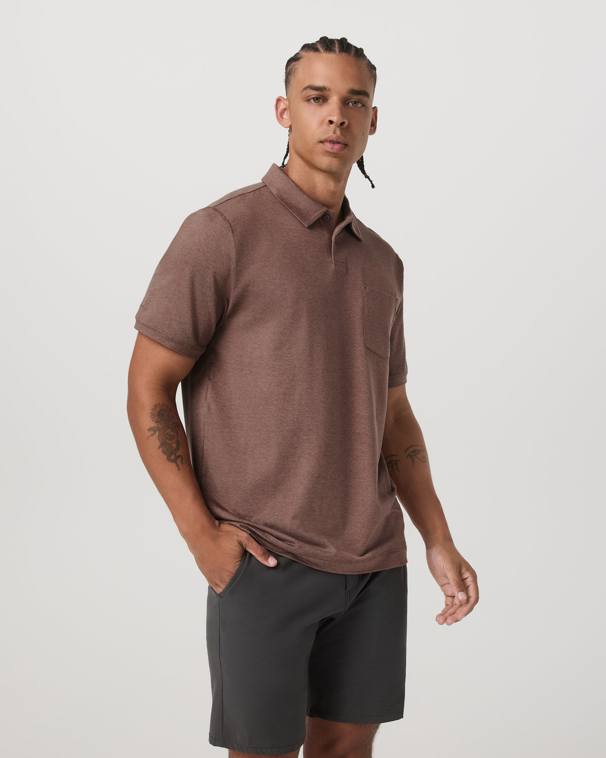 Short Sleeve Ponto Performance Polo Sable Heather - Image 2
