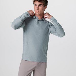 Long Sleeve Strato Tech Polo Dusty Blue Heather