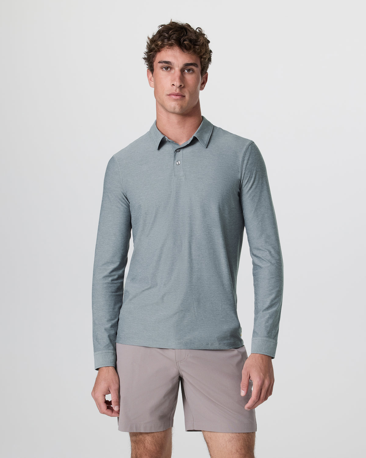 Long Sleeve Strato Tech Polo Dusty Blue Heather - Image 5