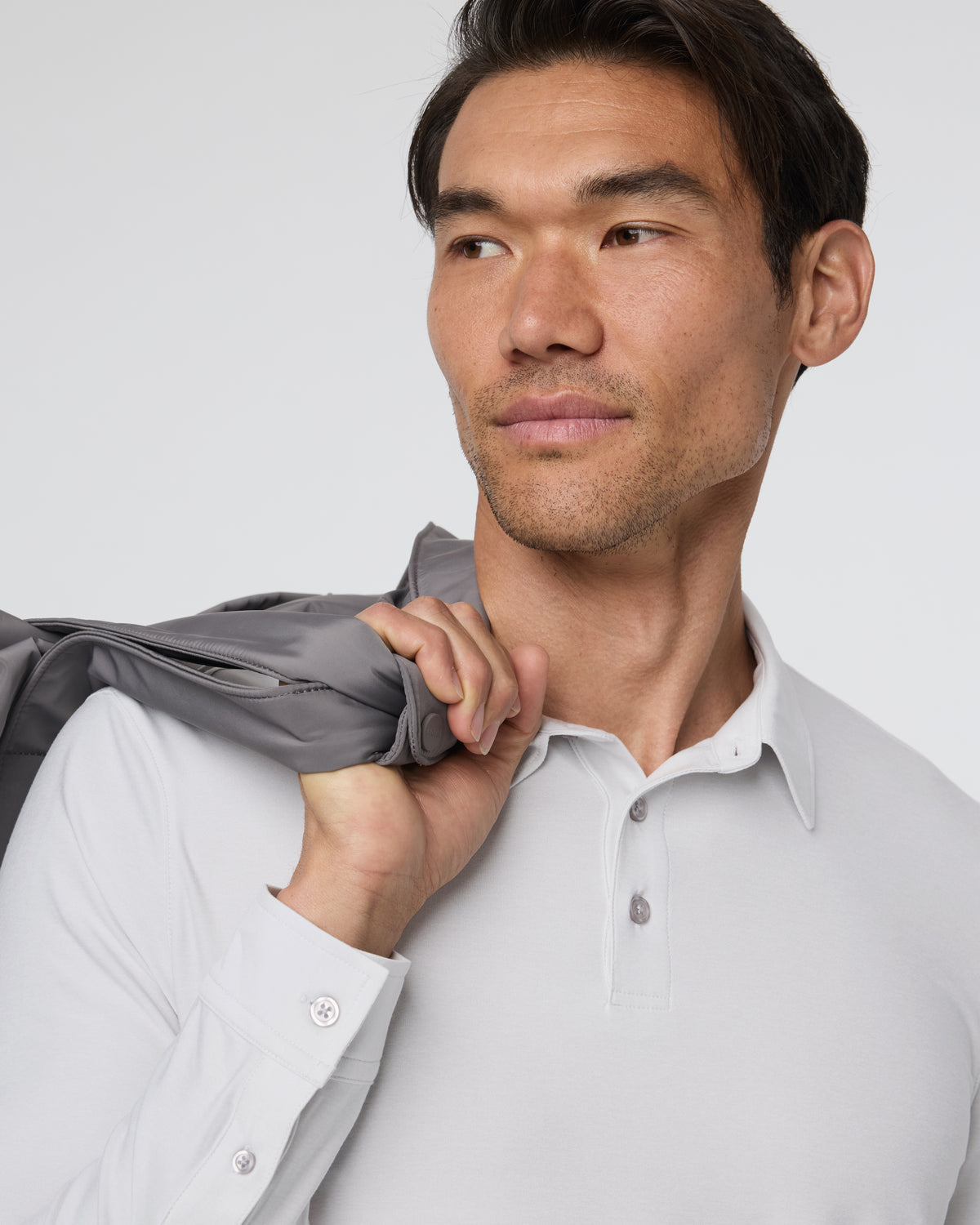 Long Sleeve Strato Tech Polo Frost Grey Heather - Image 2