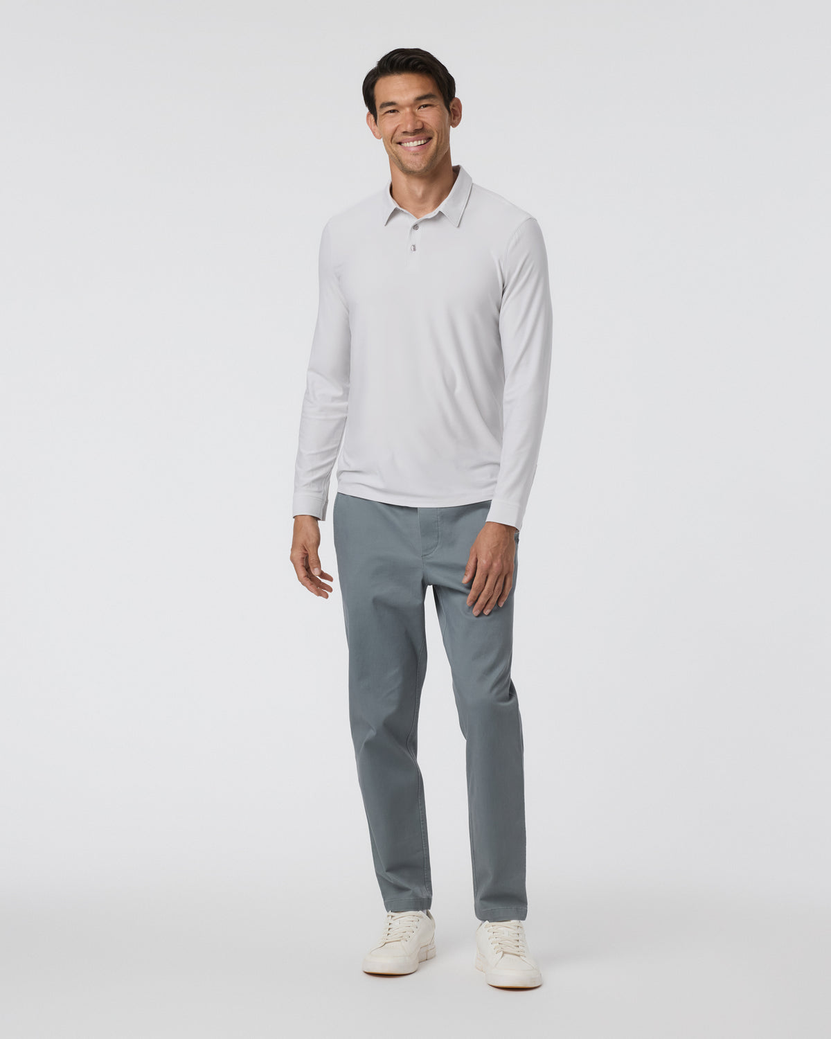 Long Sleeve Strato Tech Polo Frost Grey Heather - Image 3
