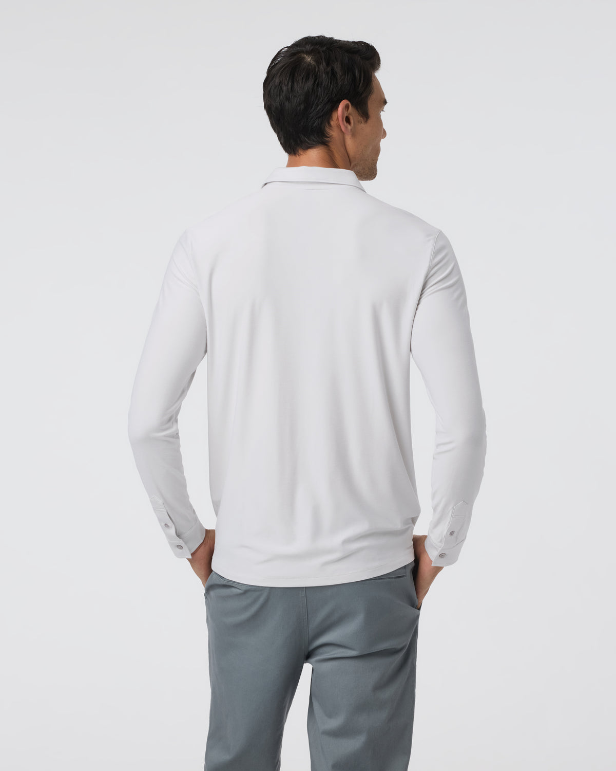 Long Sleeve Strato Tech Polo Frost Grey Heather - Image 4