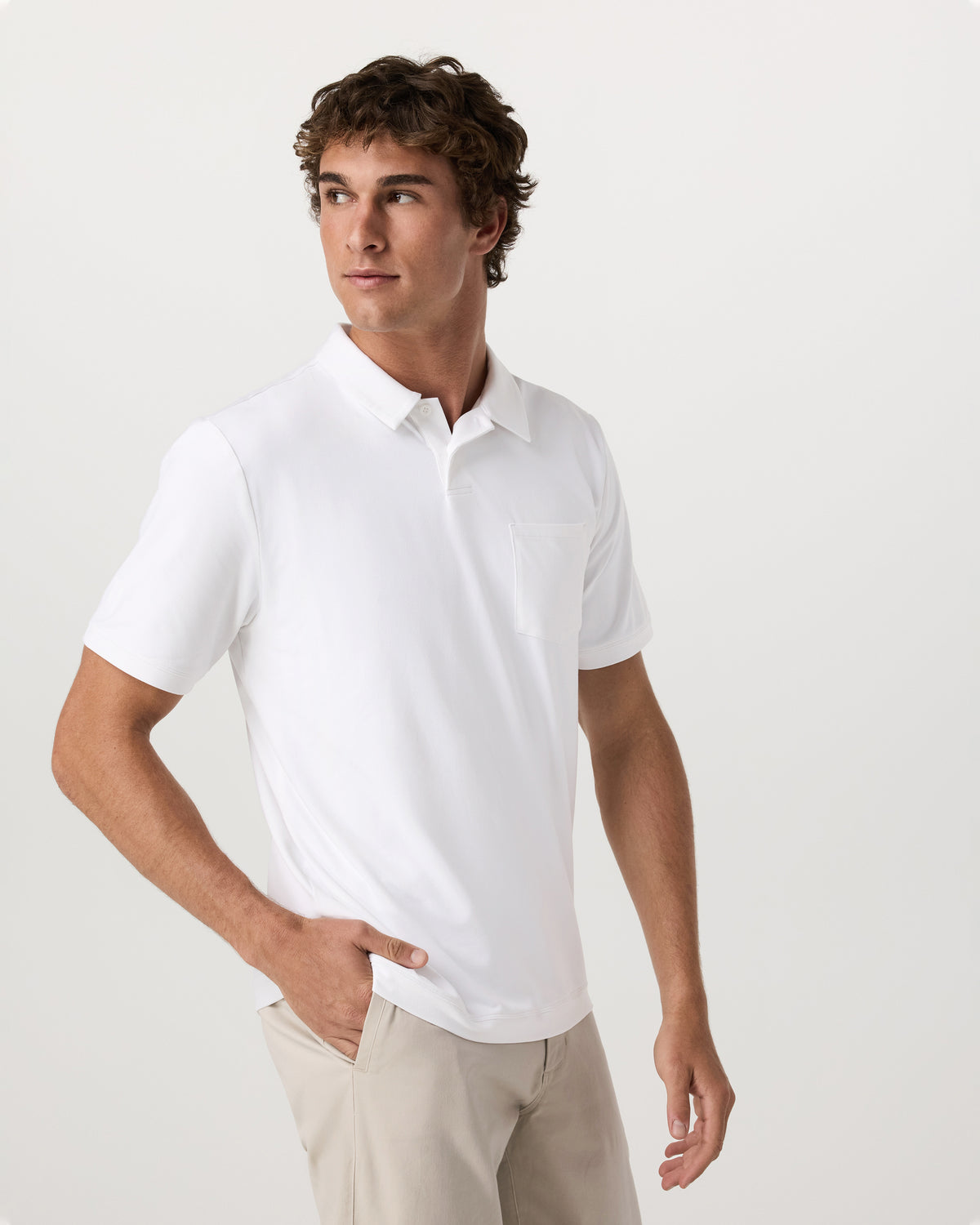 Men's Short Sleeve Ponto Performance Polo White - Image 5