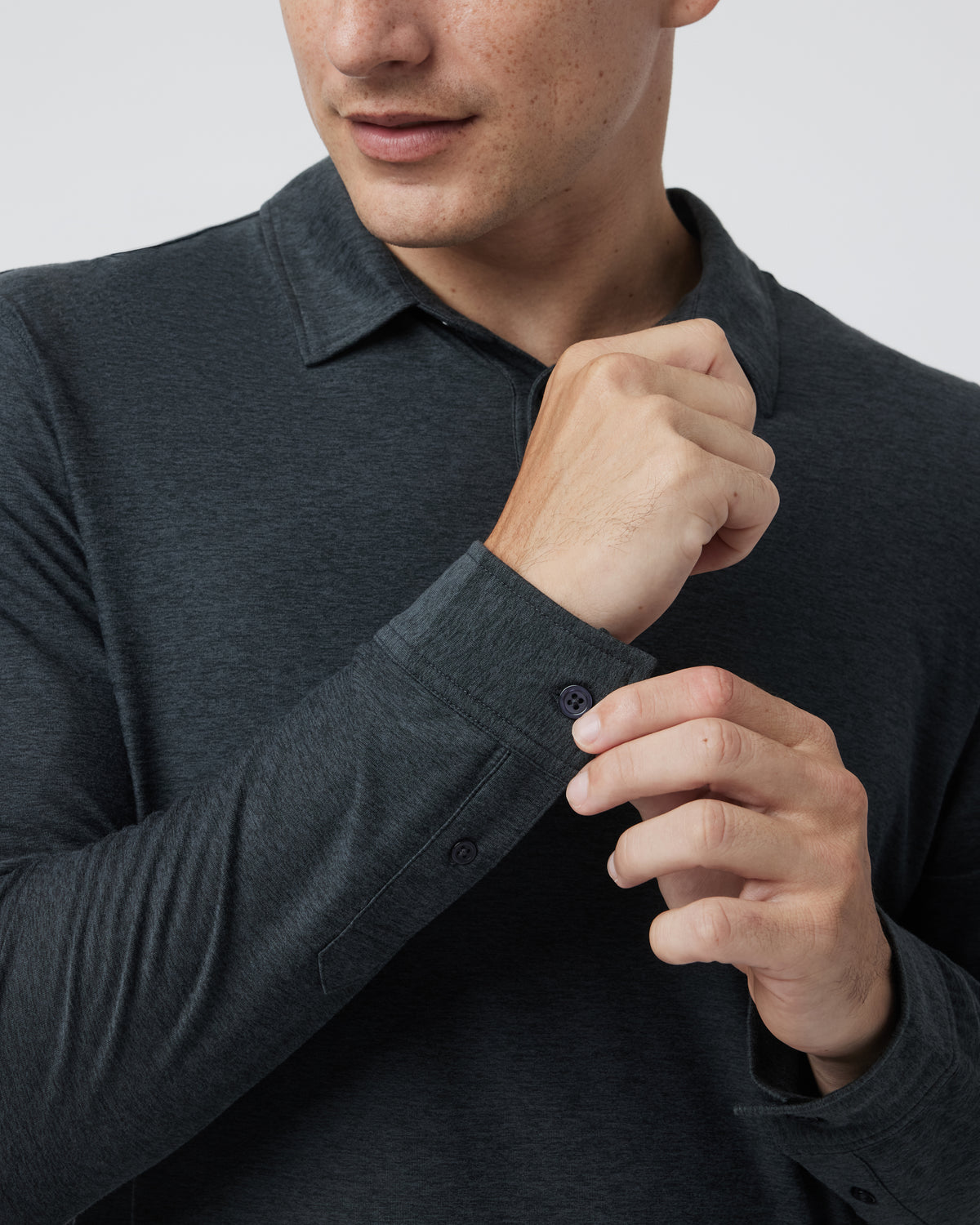 Long Sleeve Strato Tech Polo Charcoal Heather - Image 2