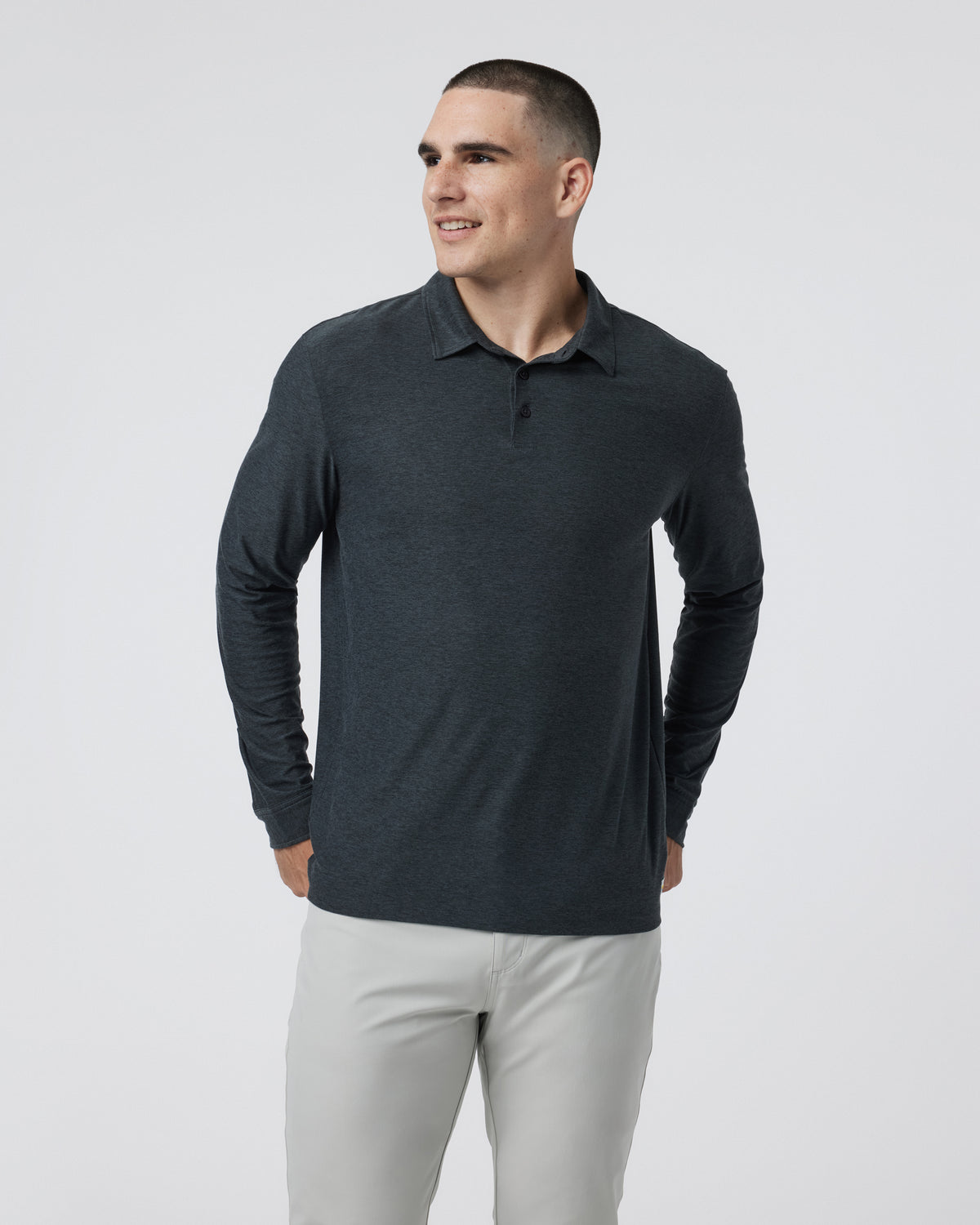 Long Sleeve Strato Tech Polo Charcoal Heather - Image 4