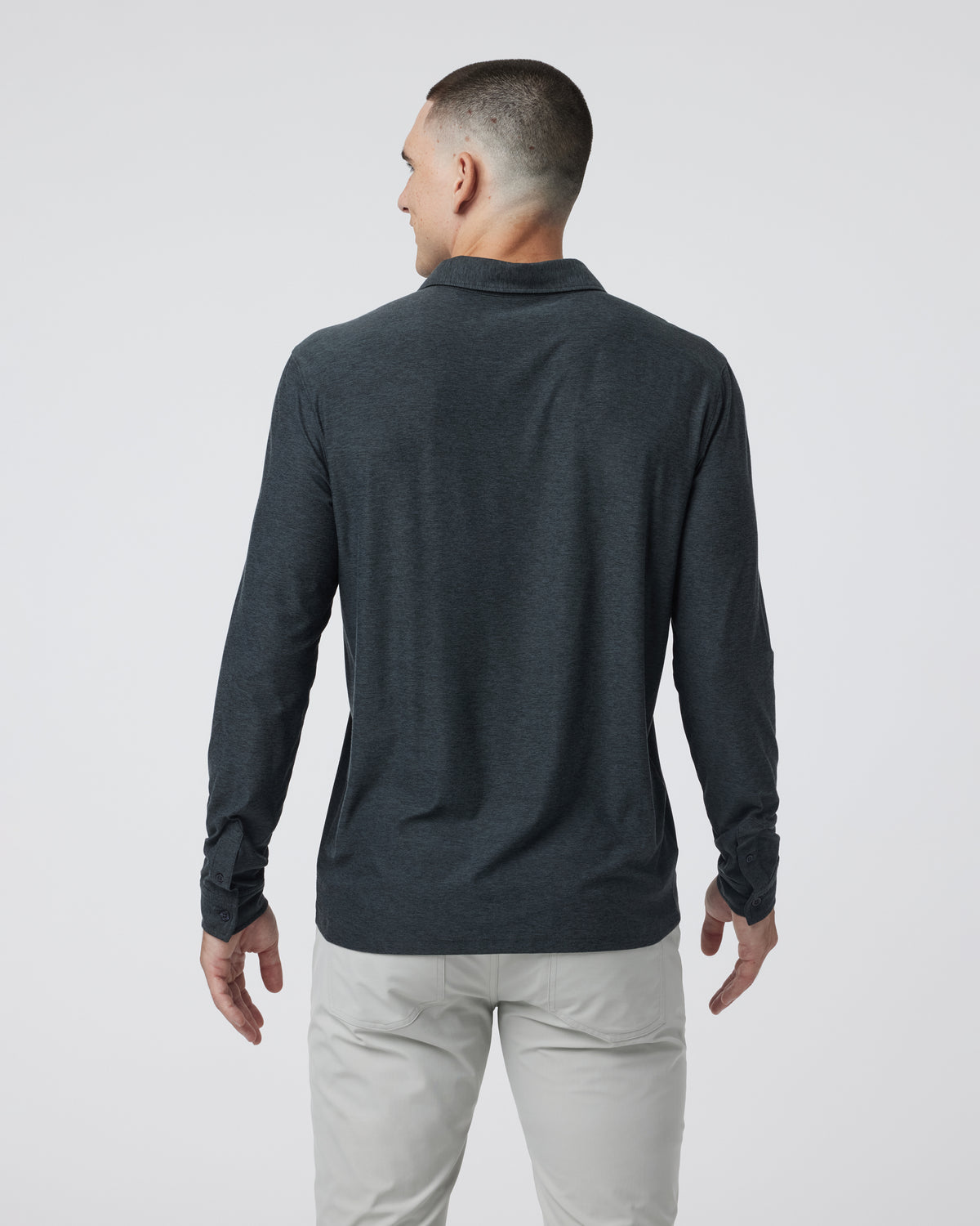Long Sleeve Strato Tech Polo Charcoal Heather - Image 5