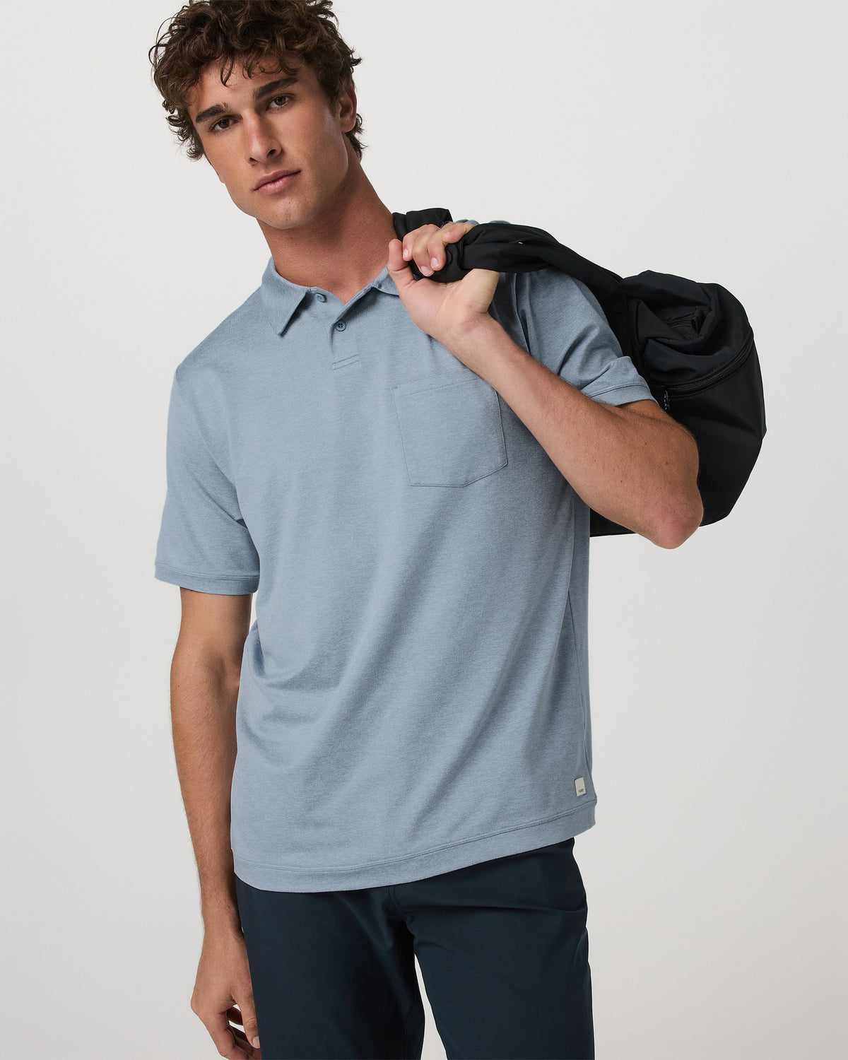Short Sleeve Ponto Performance Polo Blue Dusk Heather - Image 2