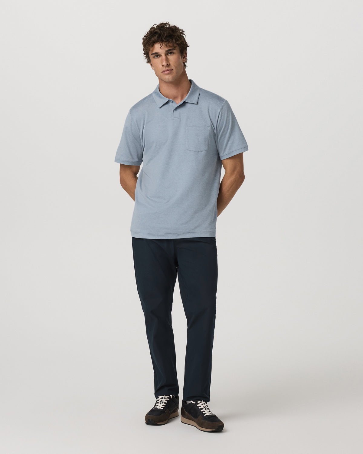 Short Sleeve Ponto Performance Polo Blue Dusk Heather - Image 5