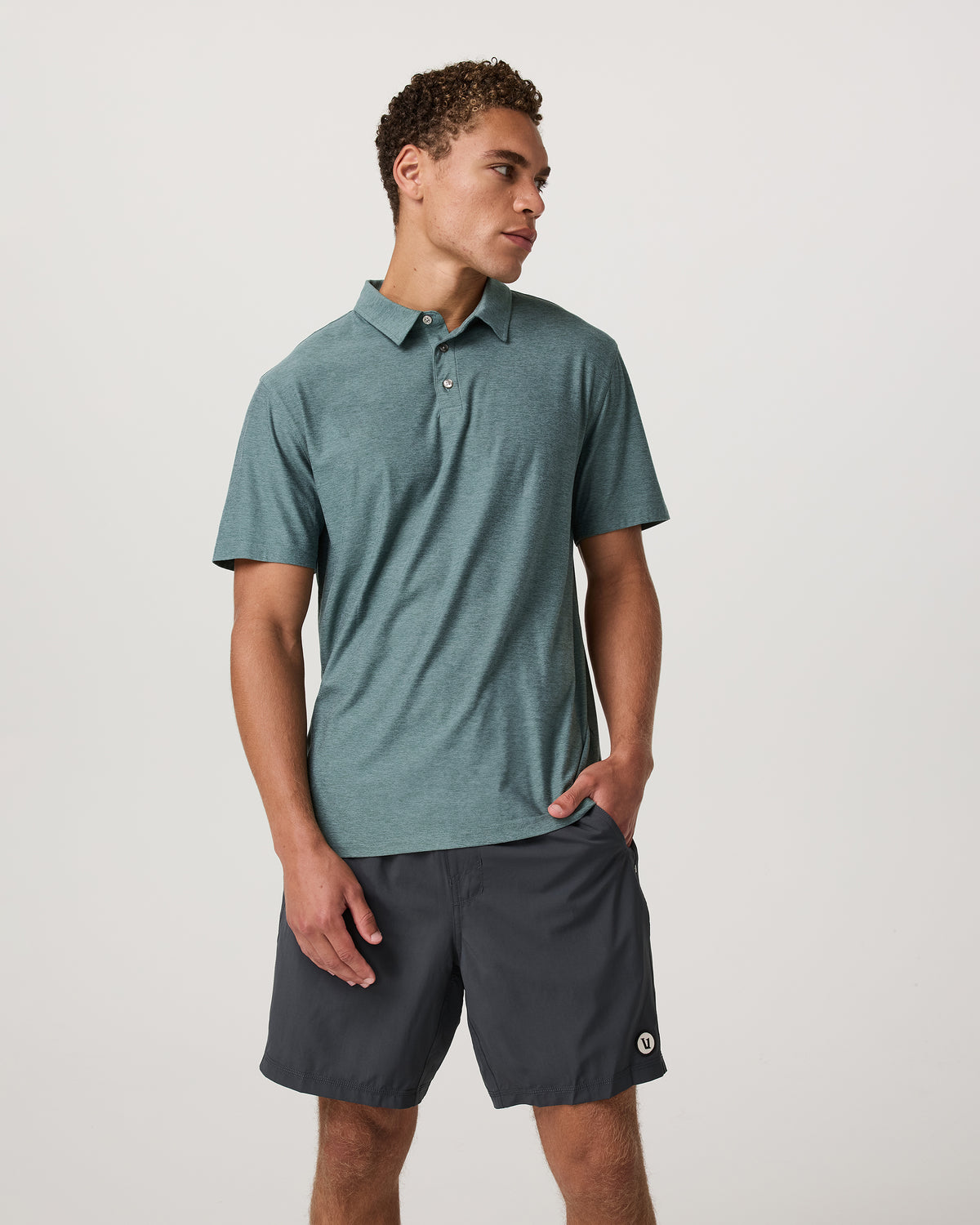 Strato Tech Polo Men's Bluegrass Heather Polo Shirt - Image 3