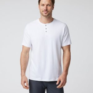 Short Sleeve Ever Henley Men's White Henley T Shirt