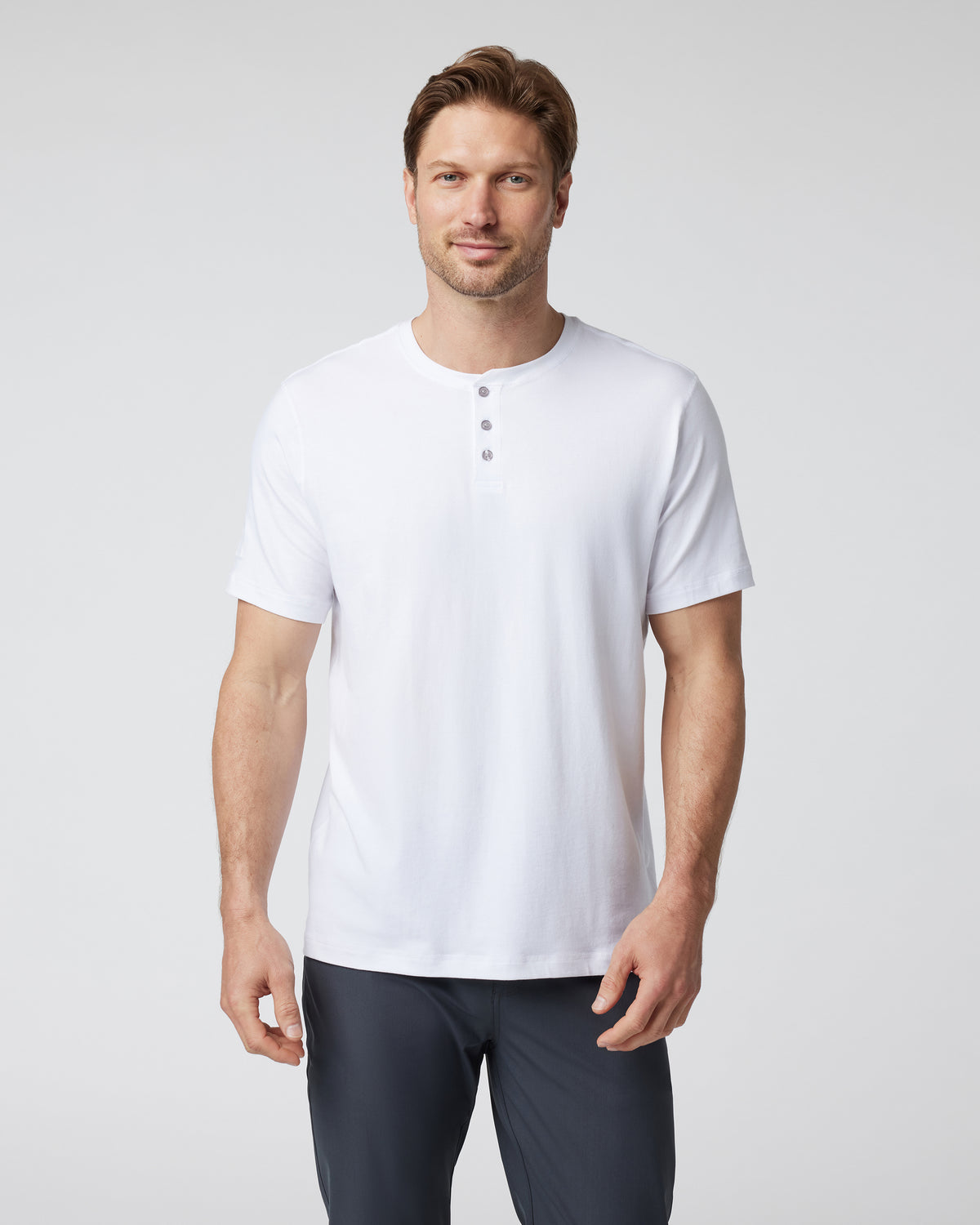 Short Sleeve Ever Henley Men's White Henley T Shirt