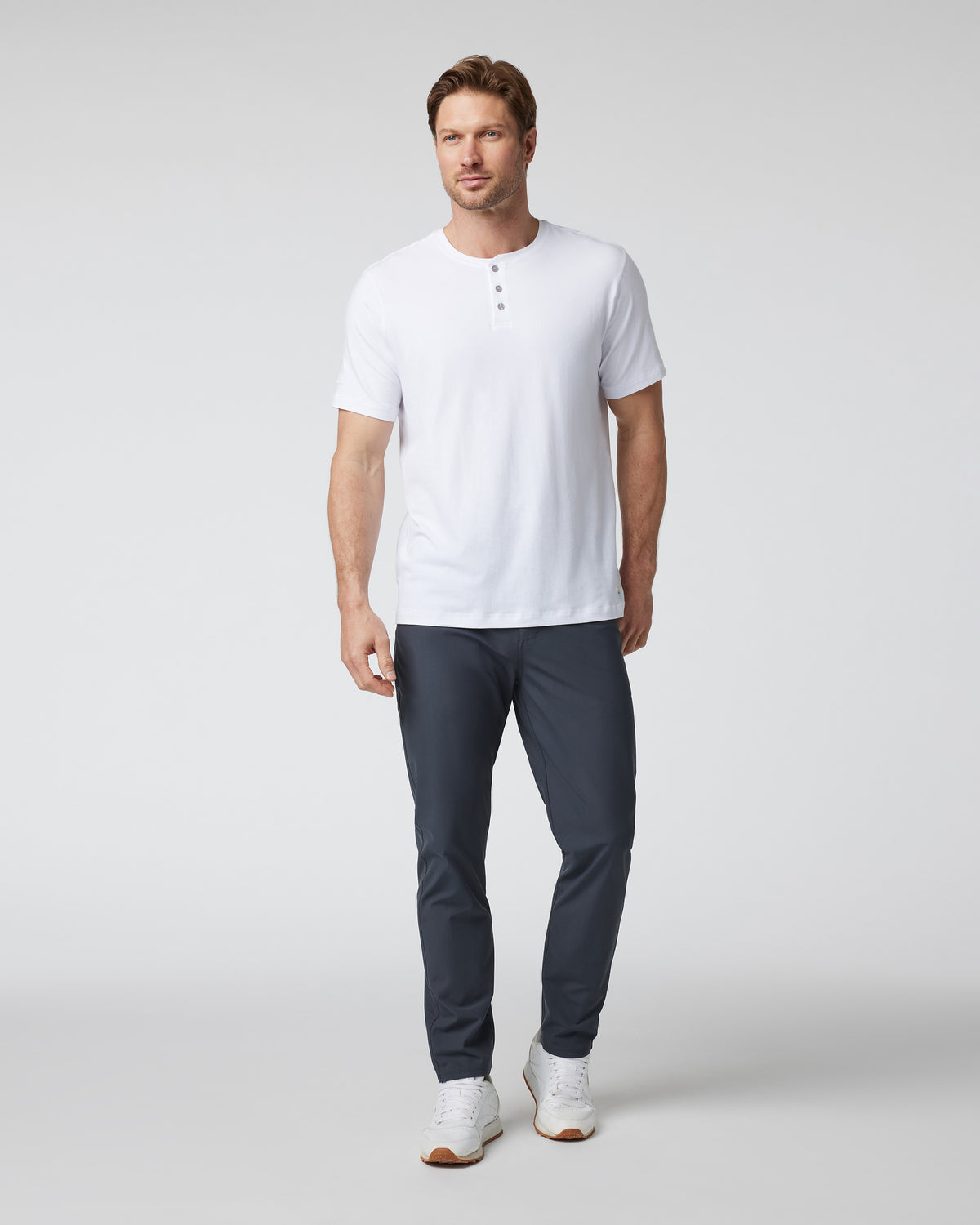 Short Sleeve Ever Henley Men's White Henley T Shirt - Image 3