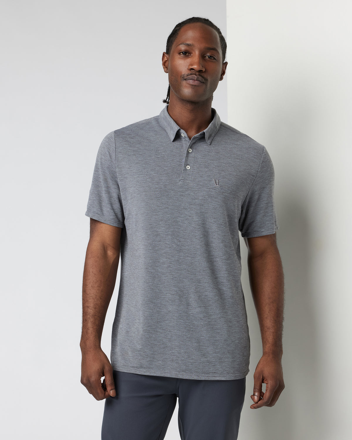 Knit Twill Polo Men's Heather Grey Golf Polo