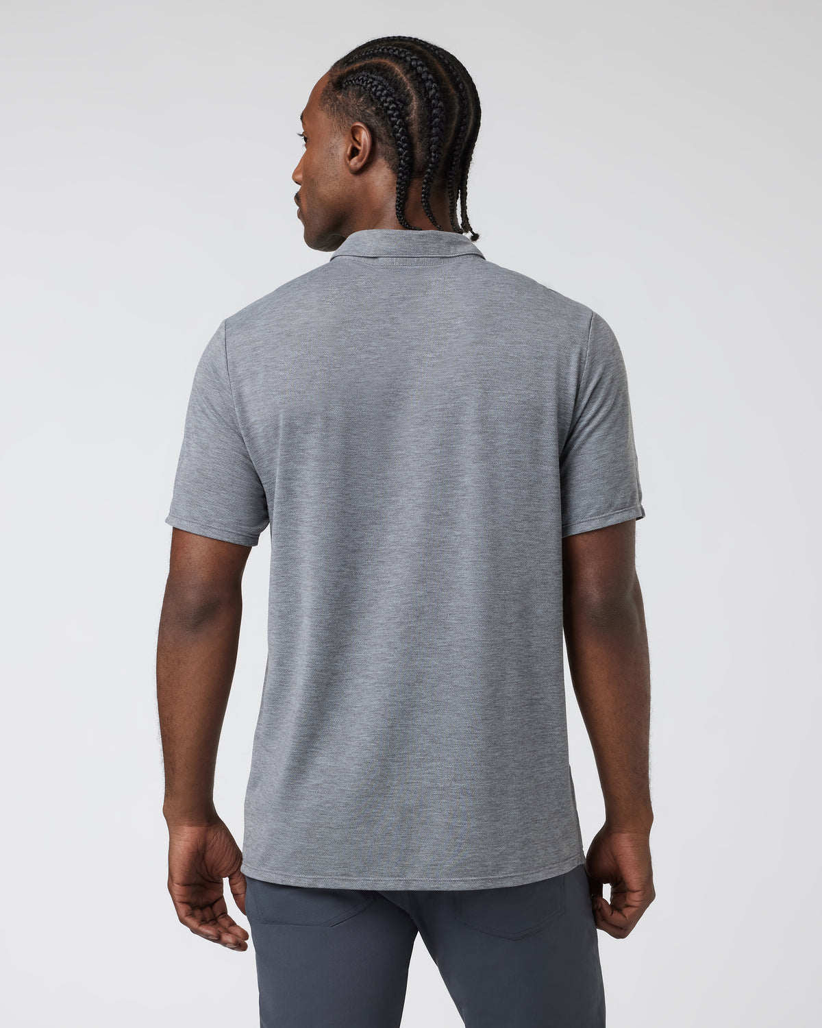 Knit Twill Polo Men's Heather Grey Golf Polo - Image 2