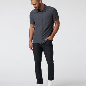 Short Sleeve Ace Button Down Men's Charcoal Shirt