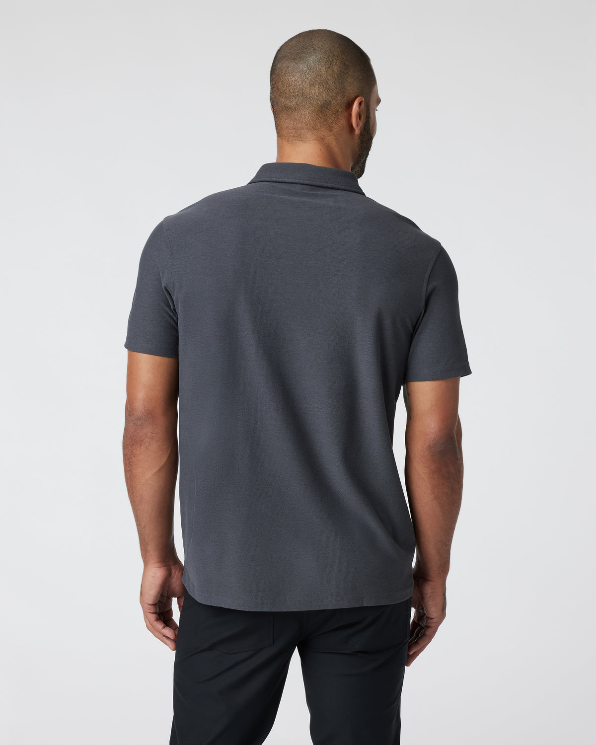 Short Sleeve Ace Button Down Men's Charcoal Shirt - Image 4