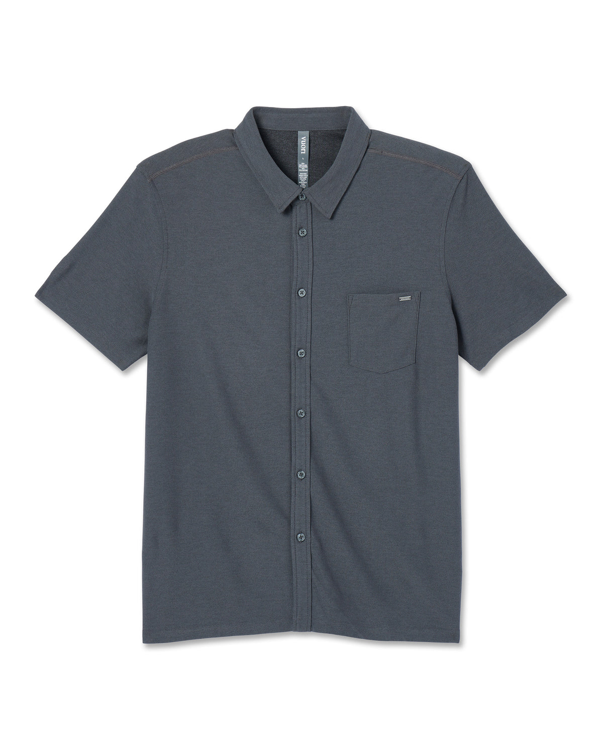 Short Sleeve Ace Button Down Men's Charcoal Shirt - Image 6