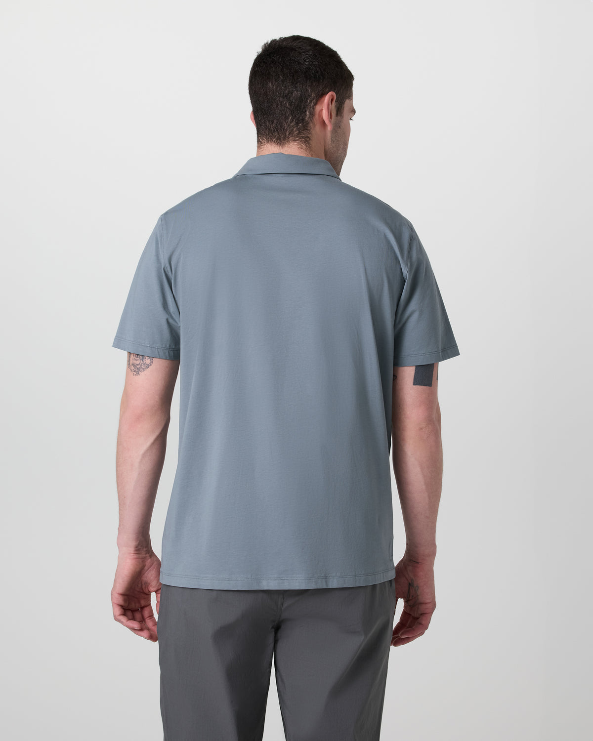 Short Sleeve Feather Polo Dusty Blue - Image 3