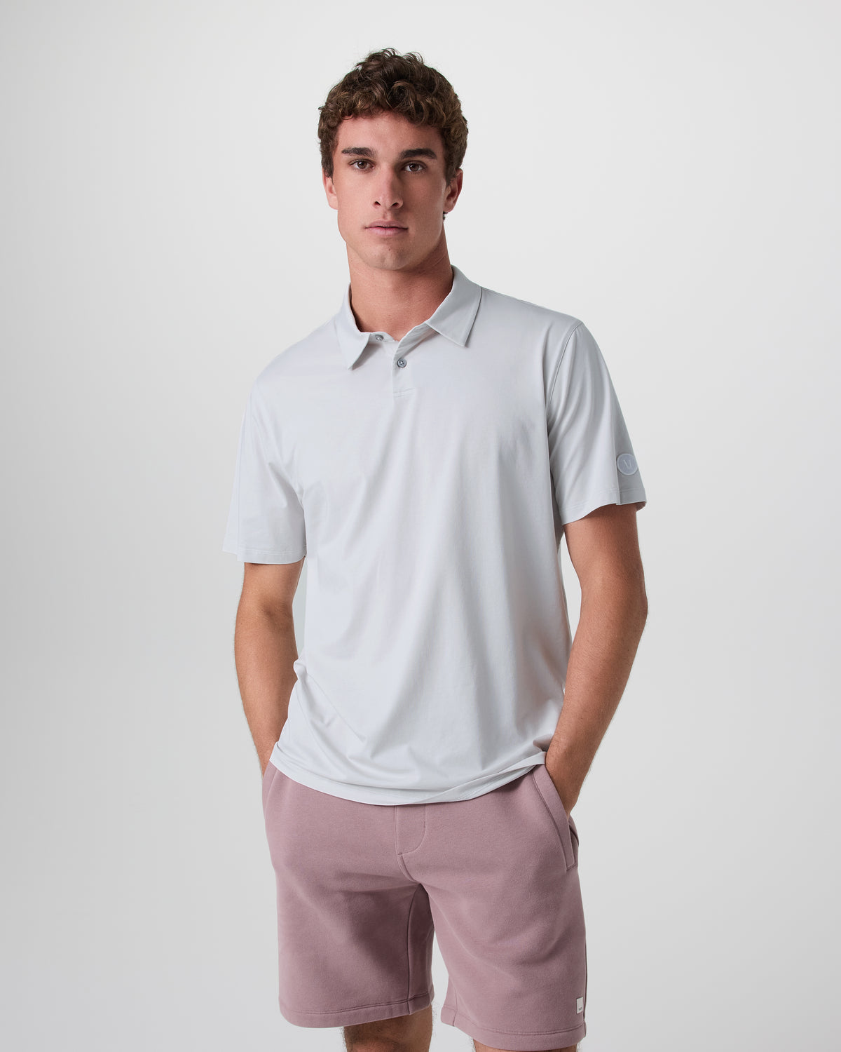Short Sleeve Feather Polo Frost Grey
