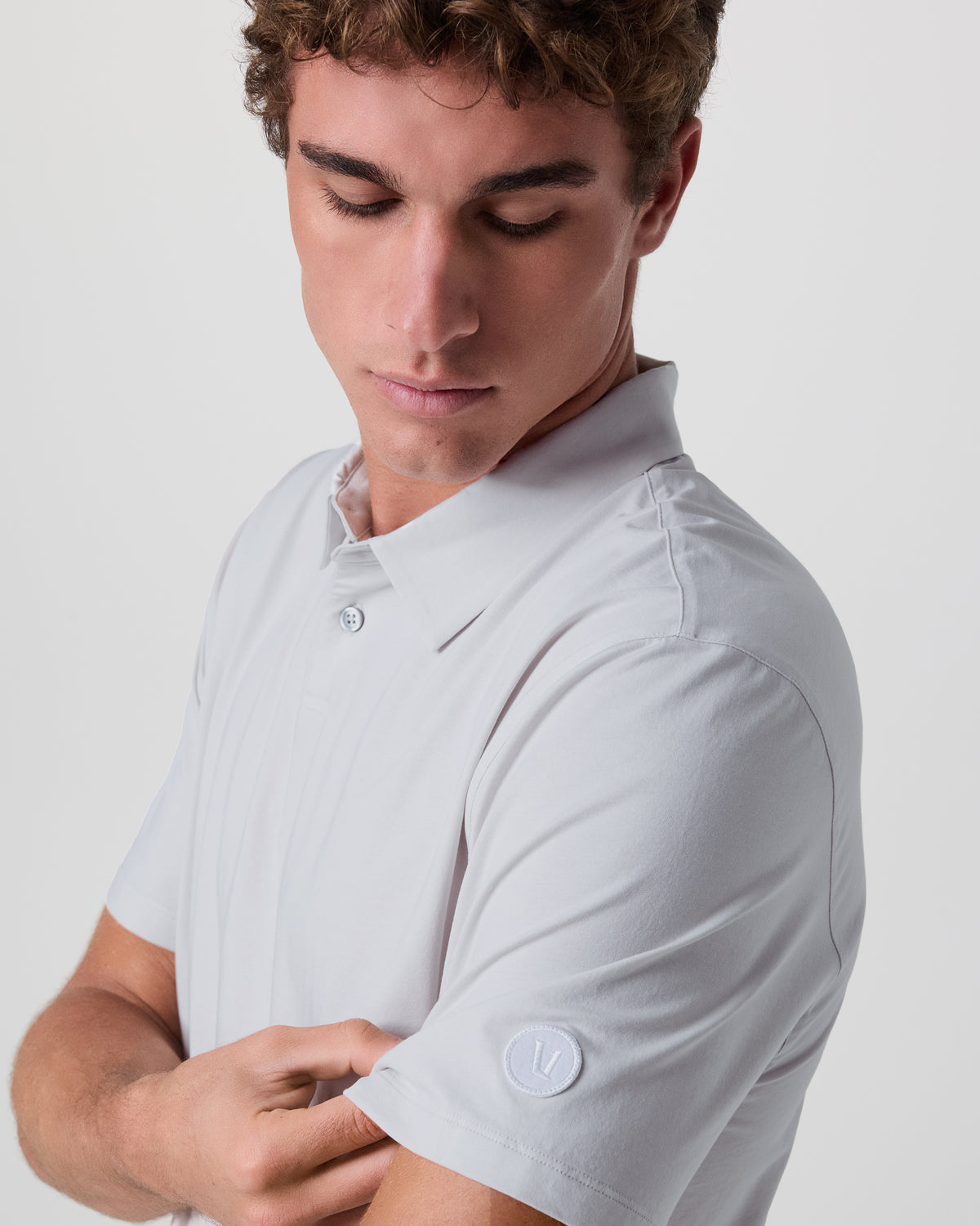 Short Sleeve Feather Polo Frost Grey - Image 2