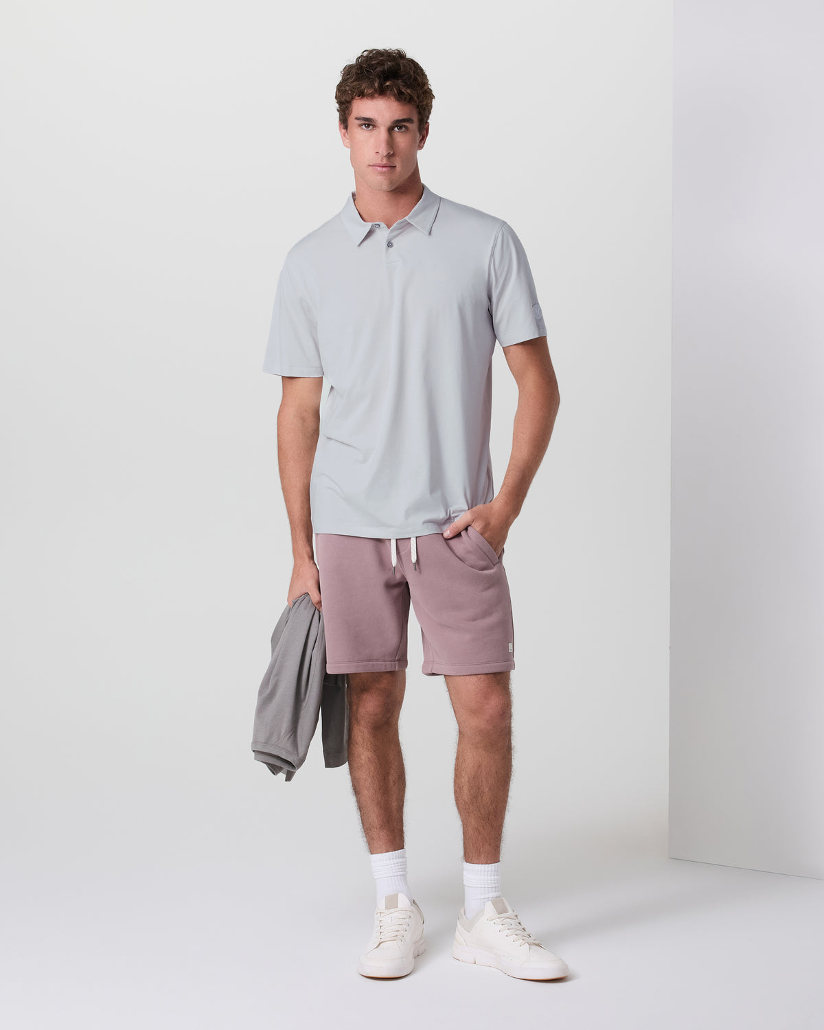 Short Sleeve Feather Polo Frost Grey - Image 4