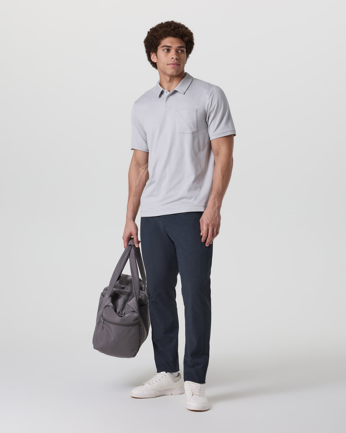 Short Sleeve Ponto Performance Polo Frost Grey Heather - Image 4