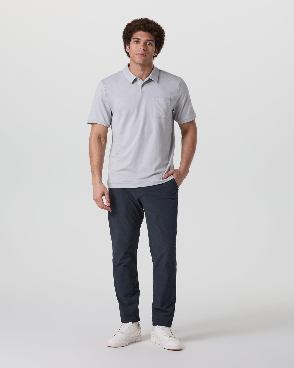 Short Sleeve Ponto Performance Polo Frost Grey Heather - Image 5