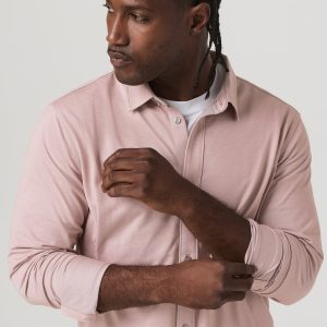 Long Sleeve Knit Oxford Button Down - Classic Fit Mauve