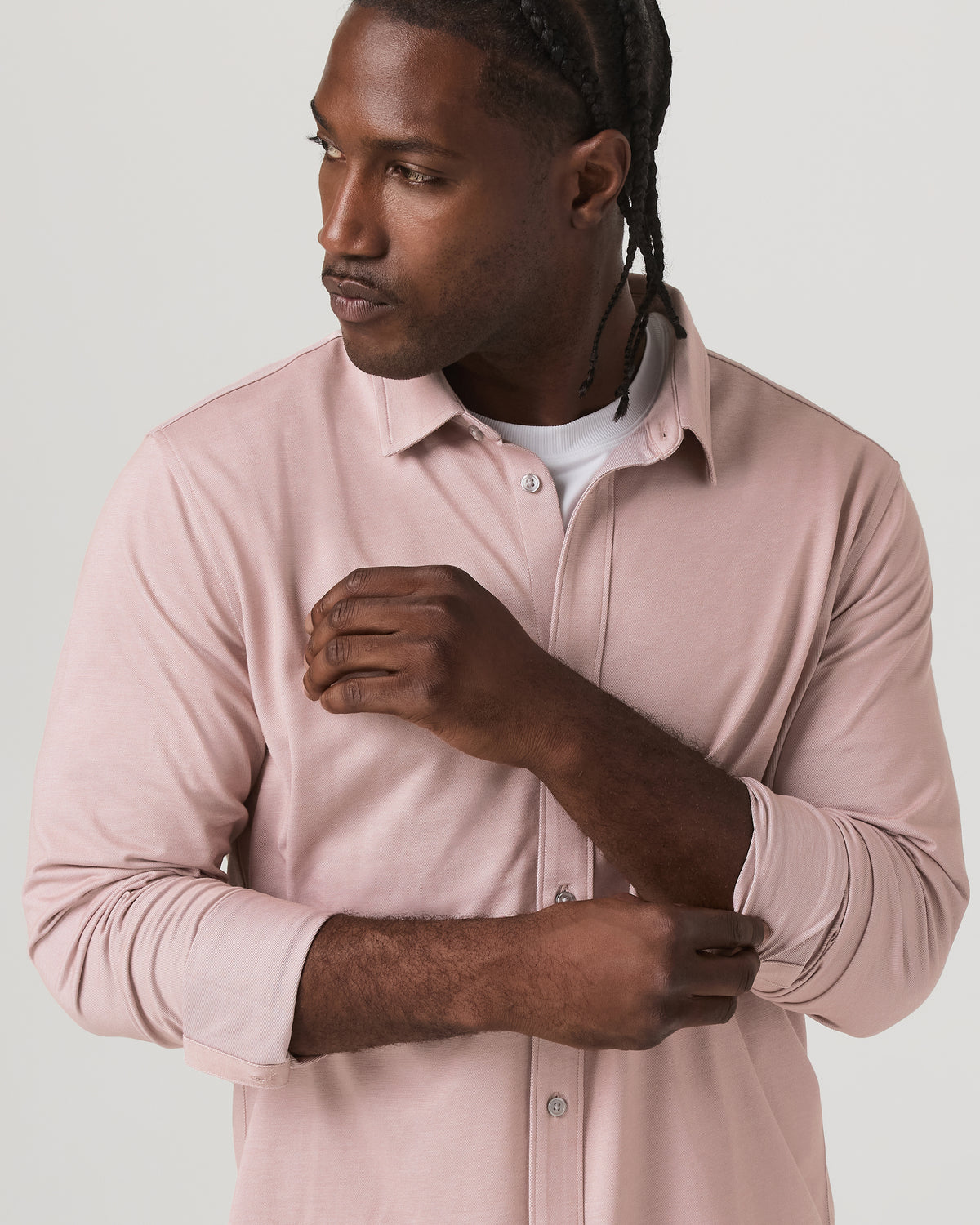 Long Sleeve Knit Oxford Button Down - Classic Fit Mauve