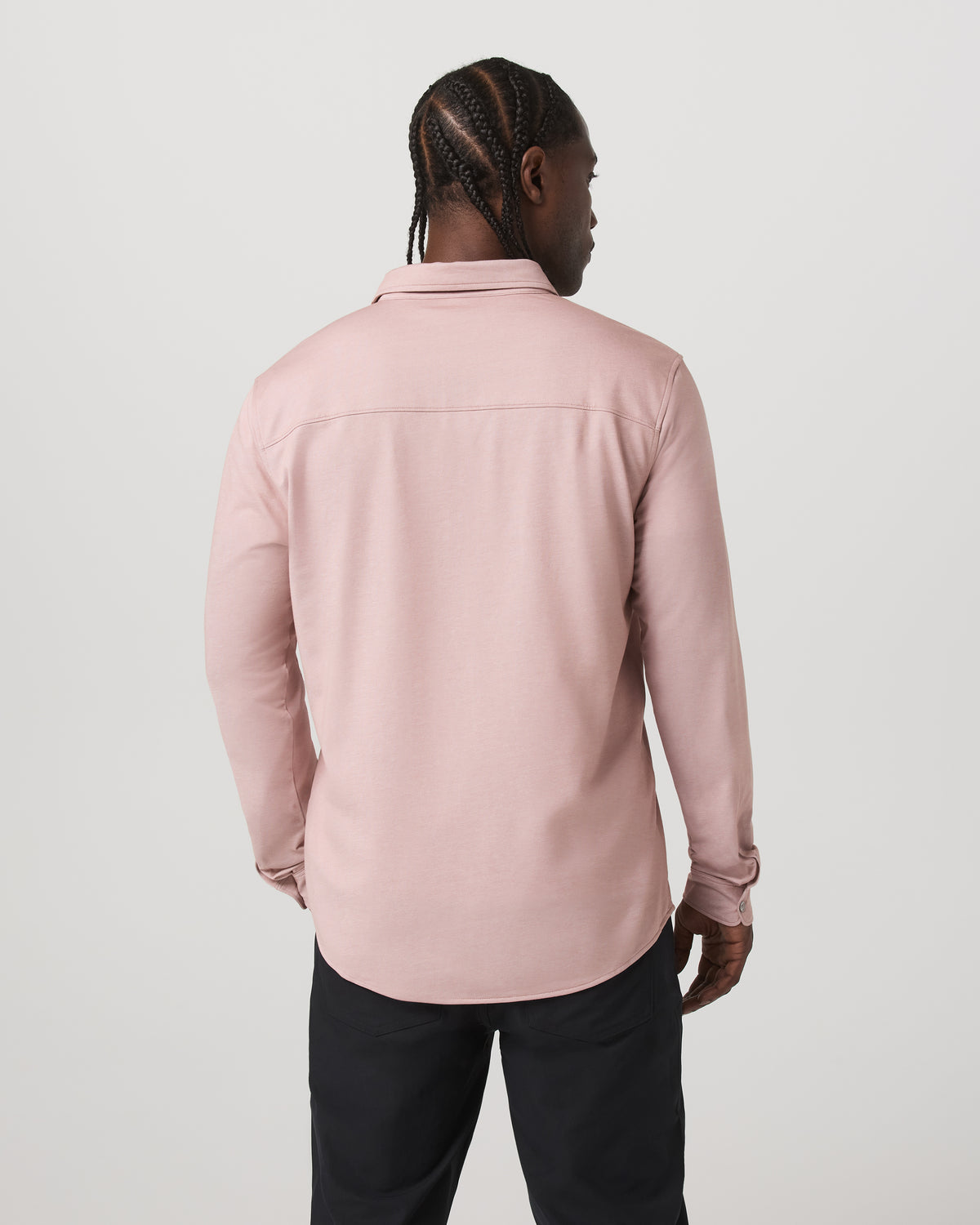 Long Sleeve Knit Oxford Button Down - Classic Fit Mauve - Image 3