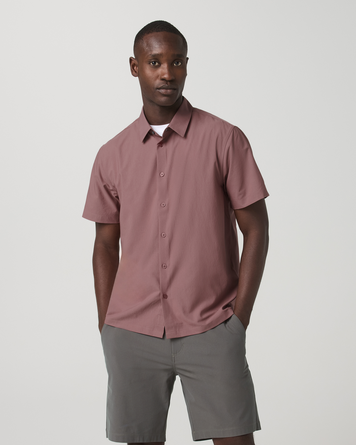 Short Sleeve Manhattan Button Down Men's Adobe Shirt - Image 5