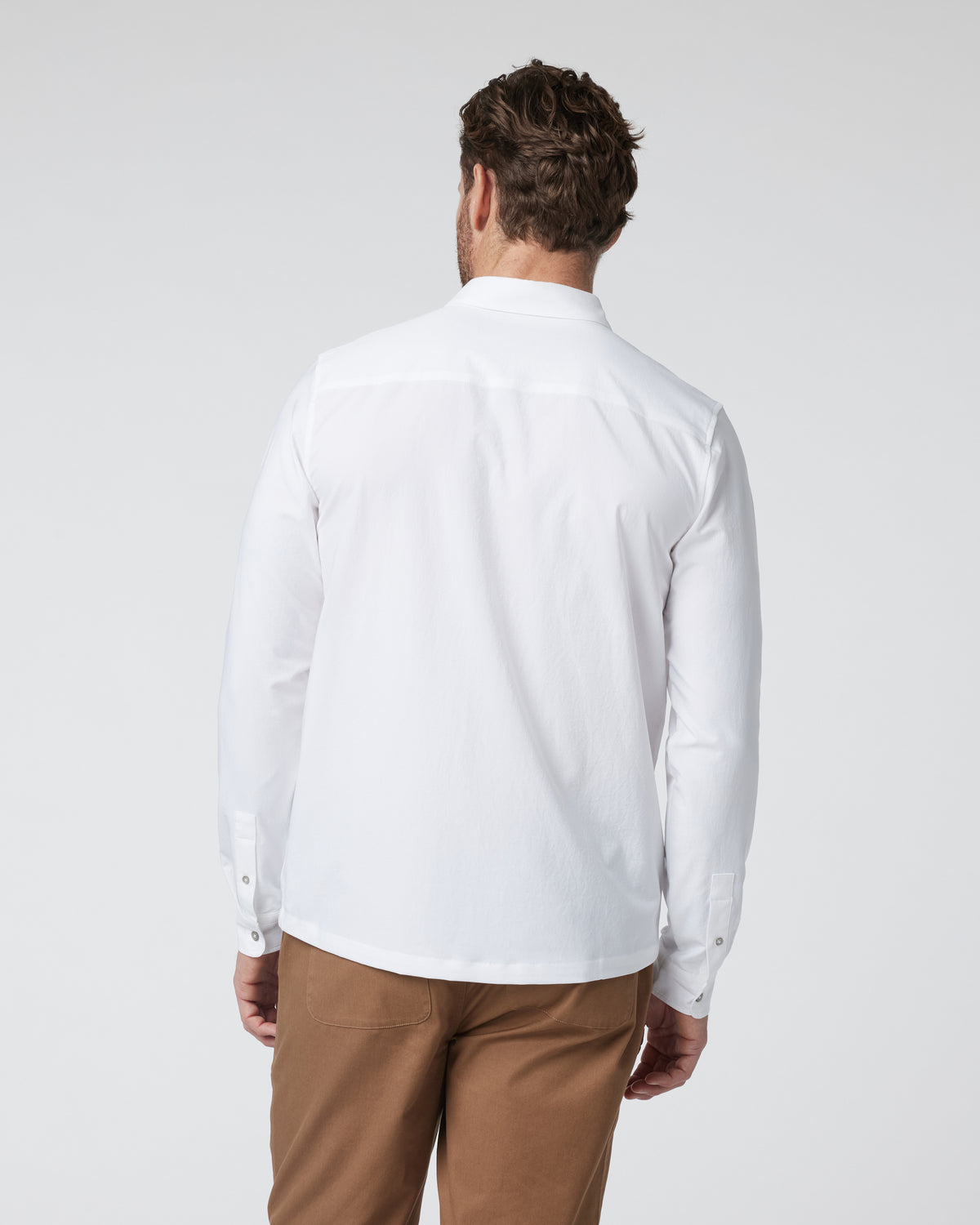 Long Sleeve Manhattan Button Down Men's White Shirt - Image 4