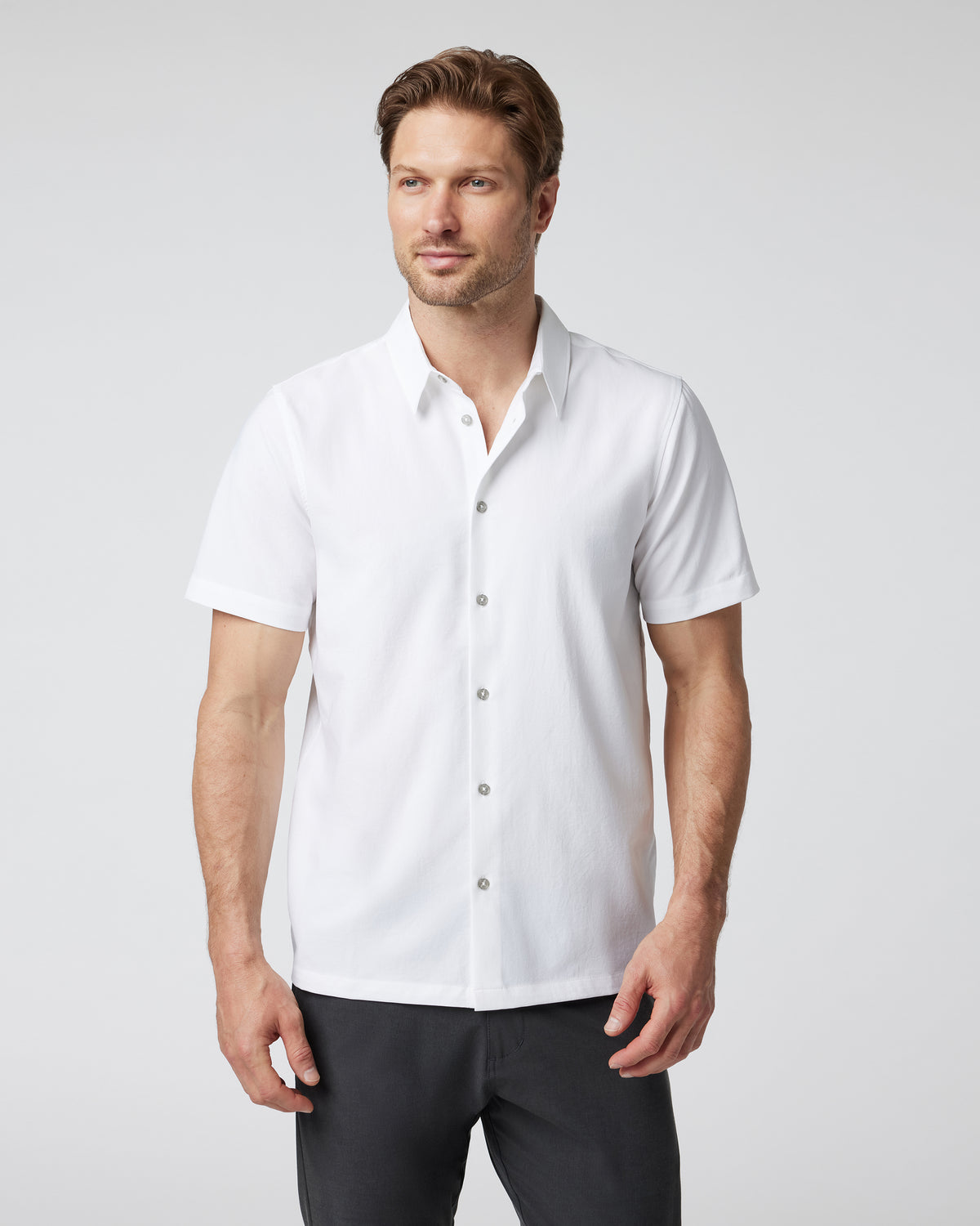 Short-Sleeve Manhattan Button Down White