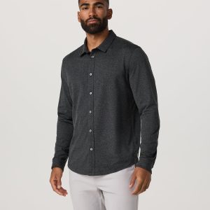 Men's Long Sleeve Ponto Button Down Charcoal Heather
