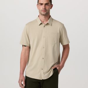 Short Sleeve Knit Oxford Button Down - Classic Fit Trench