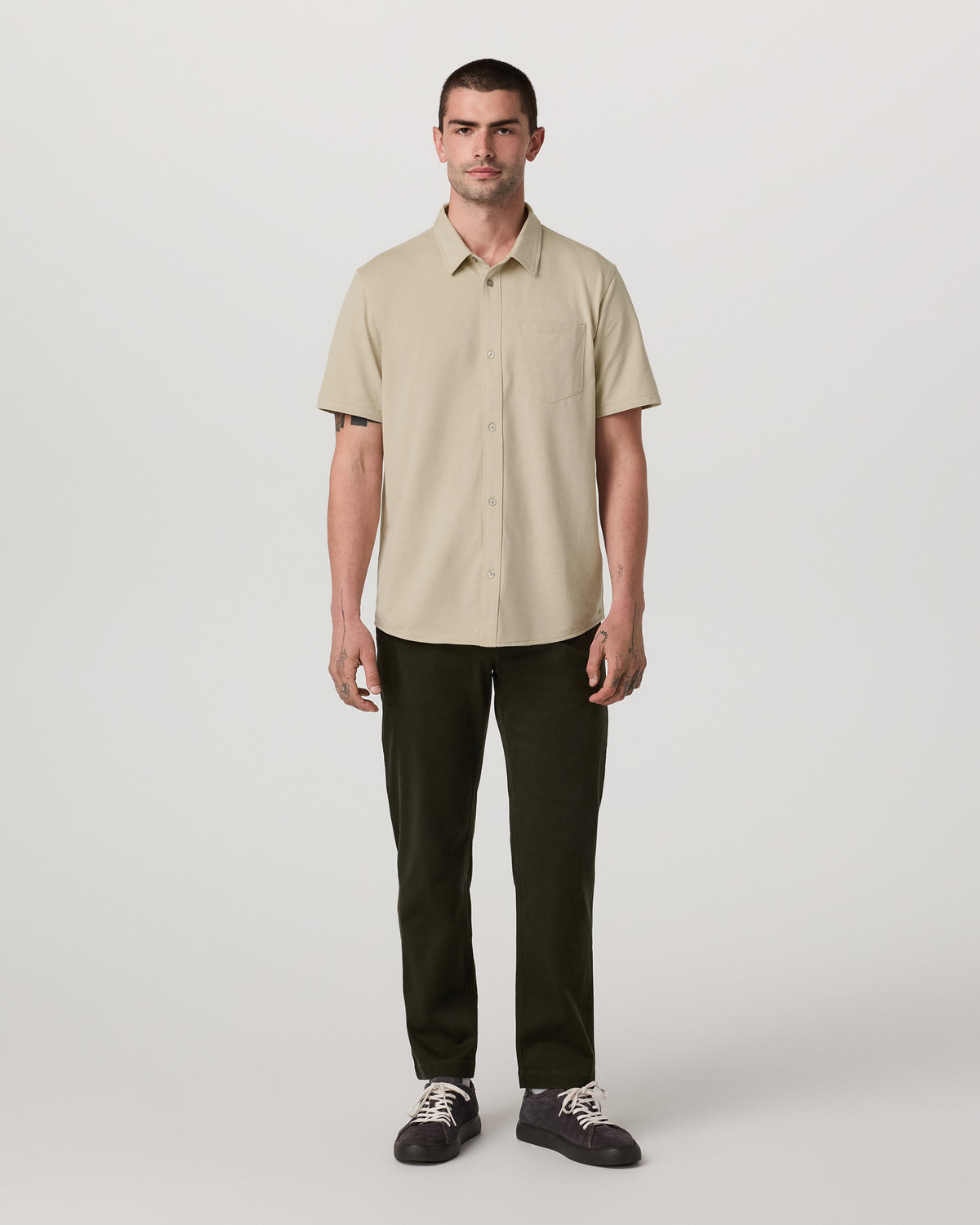 Short Sleeve Knit Oxford Button Down - Classic Fit Trench - Image 4