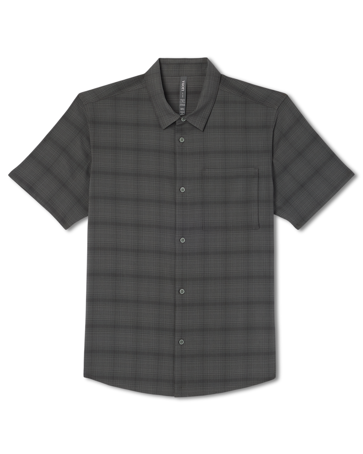 Men's Short Sleeve Plaid Button Down Shirt Dark Pewter - Image 6