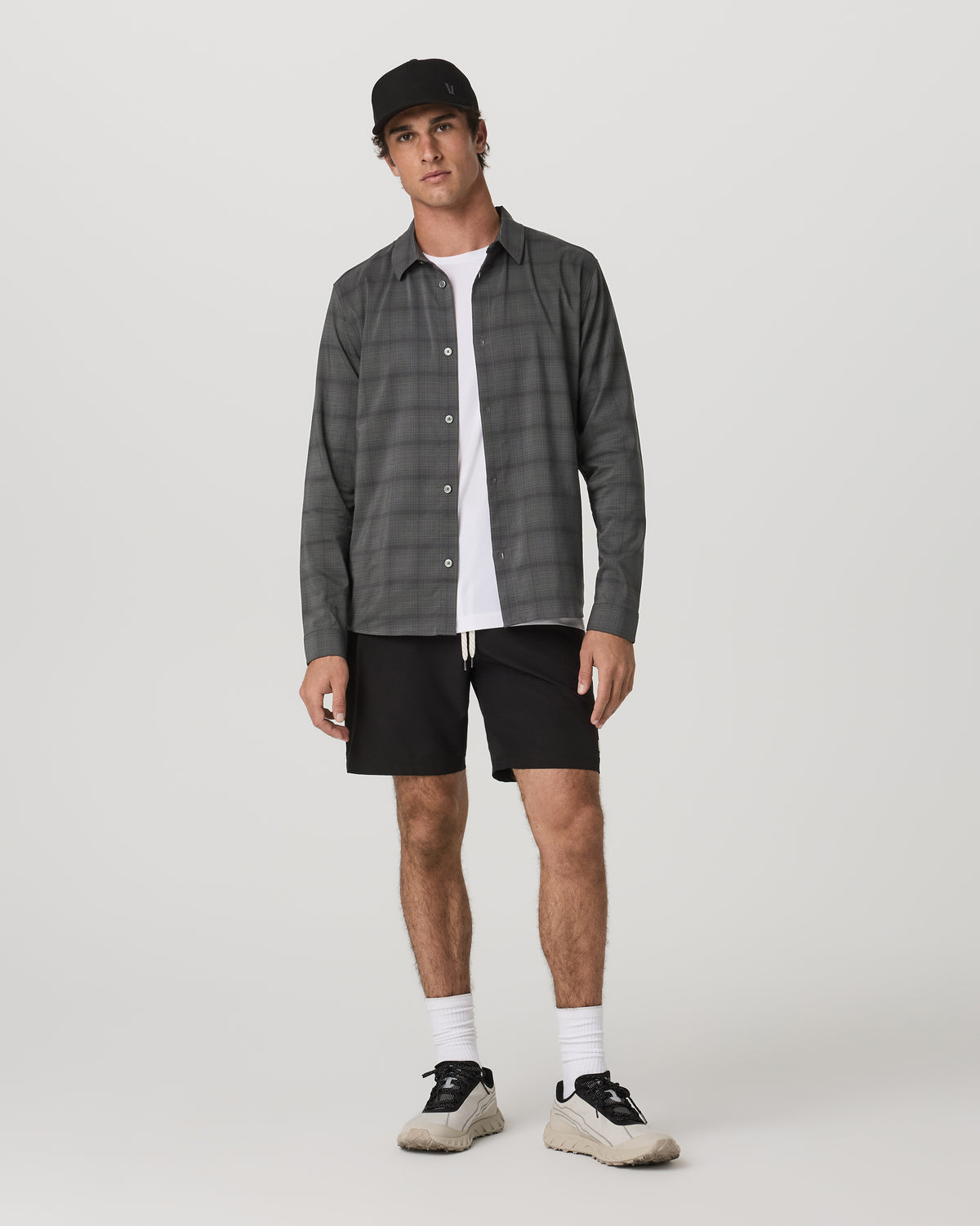 Men's Long Sleeve Plaid Button Down Shirt Dark Pewter - Image 4